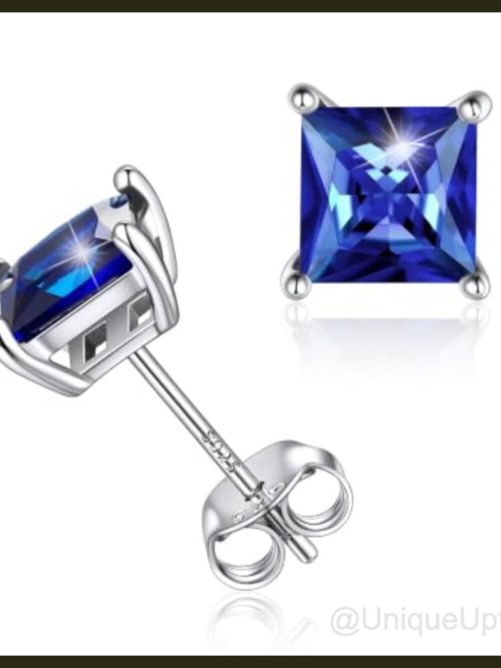 925 Sterling Silver Birthstone Stud Earrings Heart Round Princess Cut